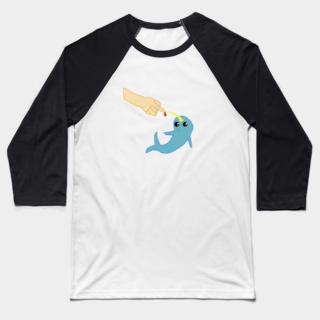 Narwhal Finger Pricks Baseball T-Shirt by CatGirl101